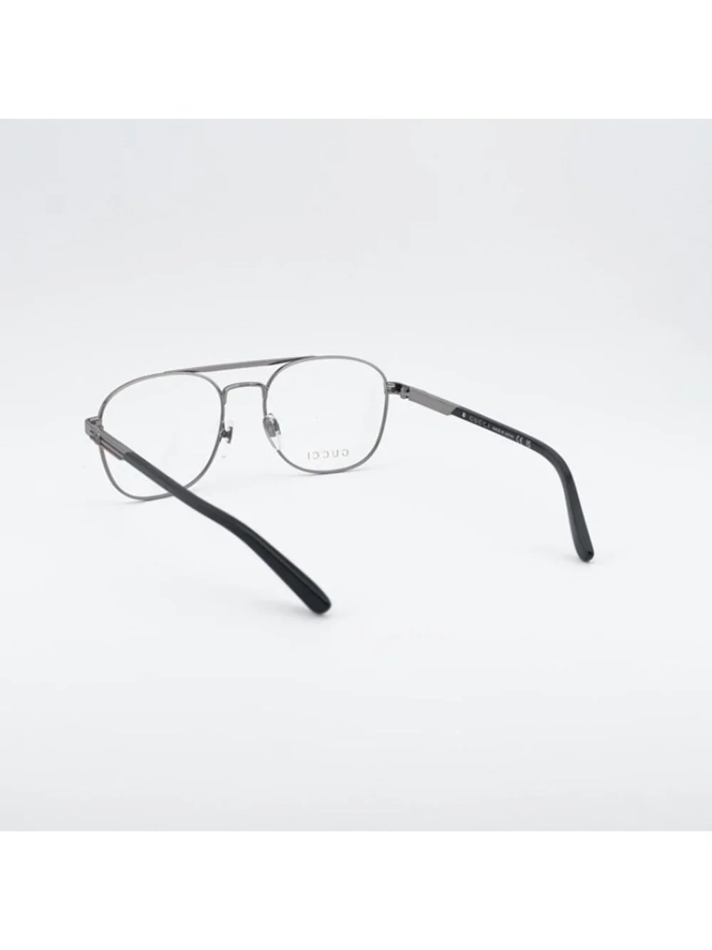 Gucci GG1290O 001 Eyeglasses Ruthenium and Black 54mm Aviator Frame